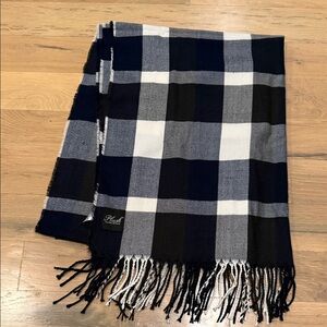Plaid Scarf - Charcoal, Navy & White